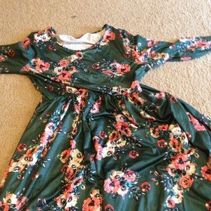 Dark green floral maxi with pockets